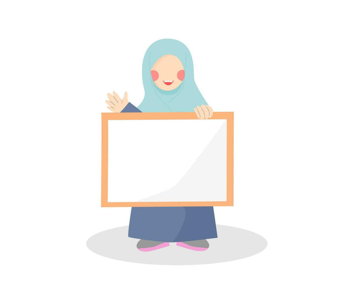 Cute Girl Holding Board Illustration vector