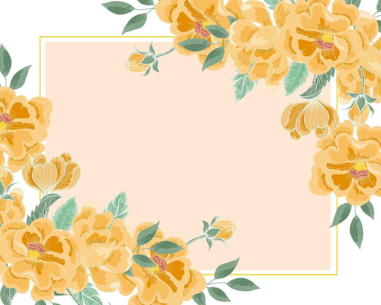 Hand Drawn Orange Flower Border vector