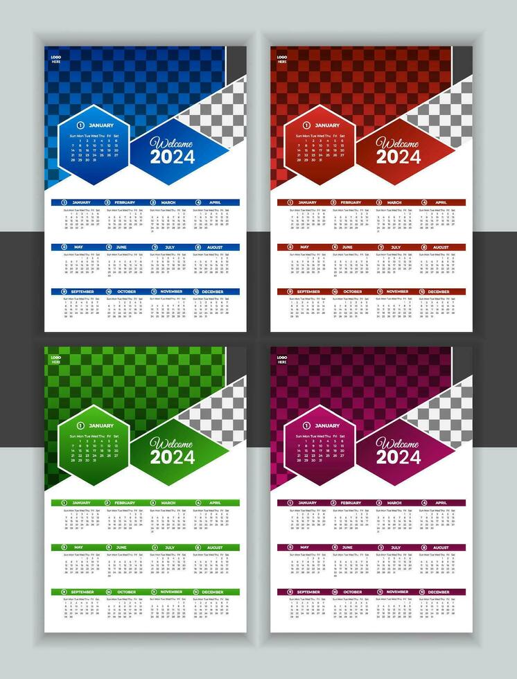 vector pared calendario diseño modelo 2024