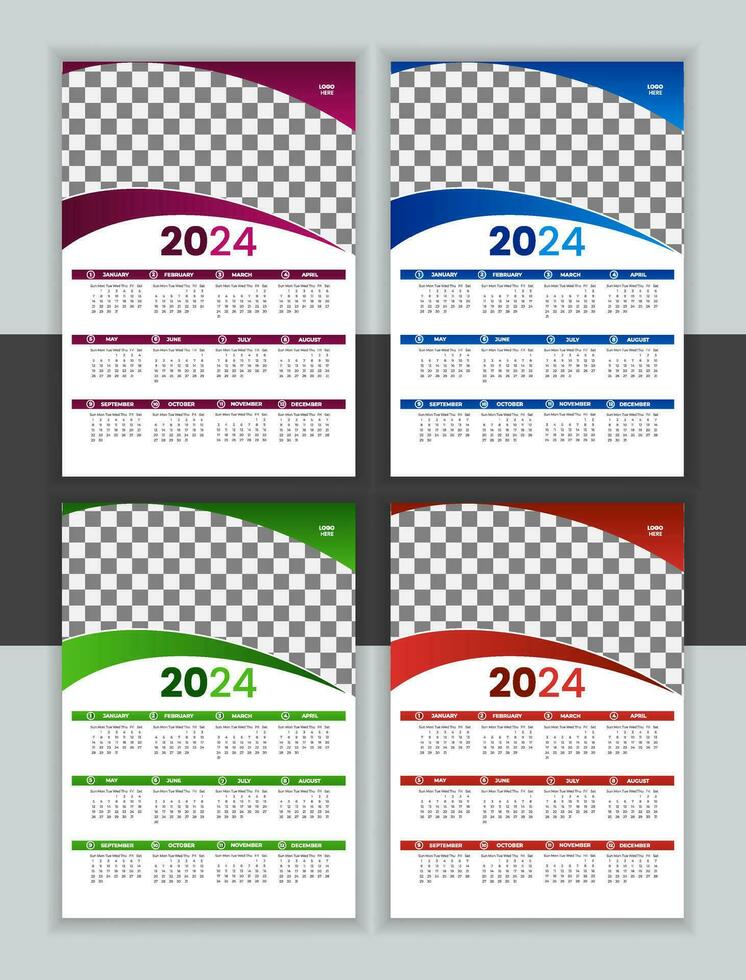 Vector Wall Calendar Design Template 2024