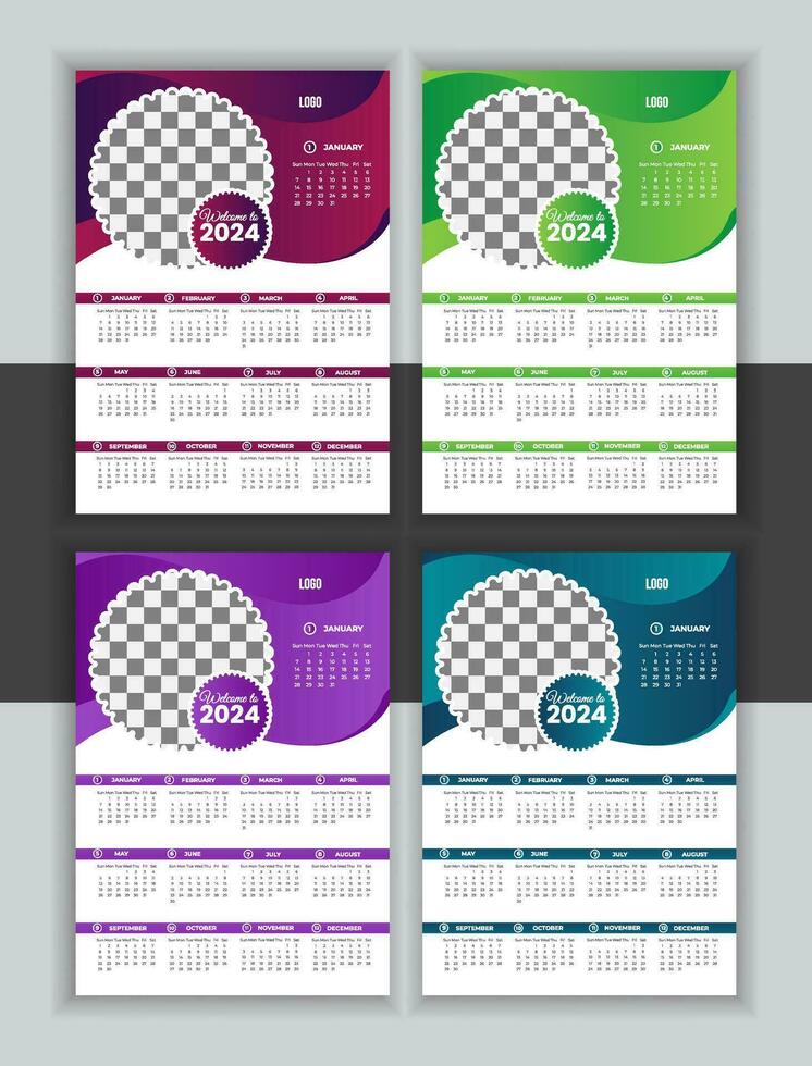 vector 2024 calendar design template for you company wall calendar