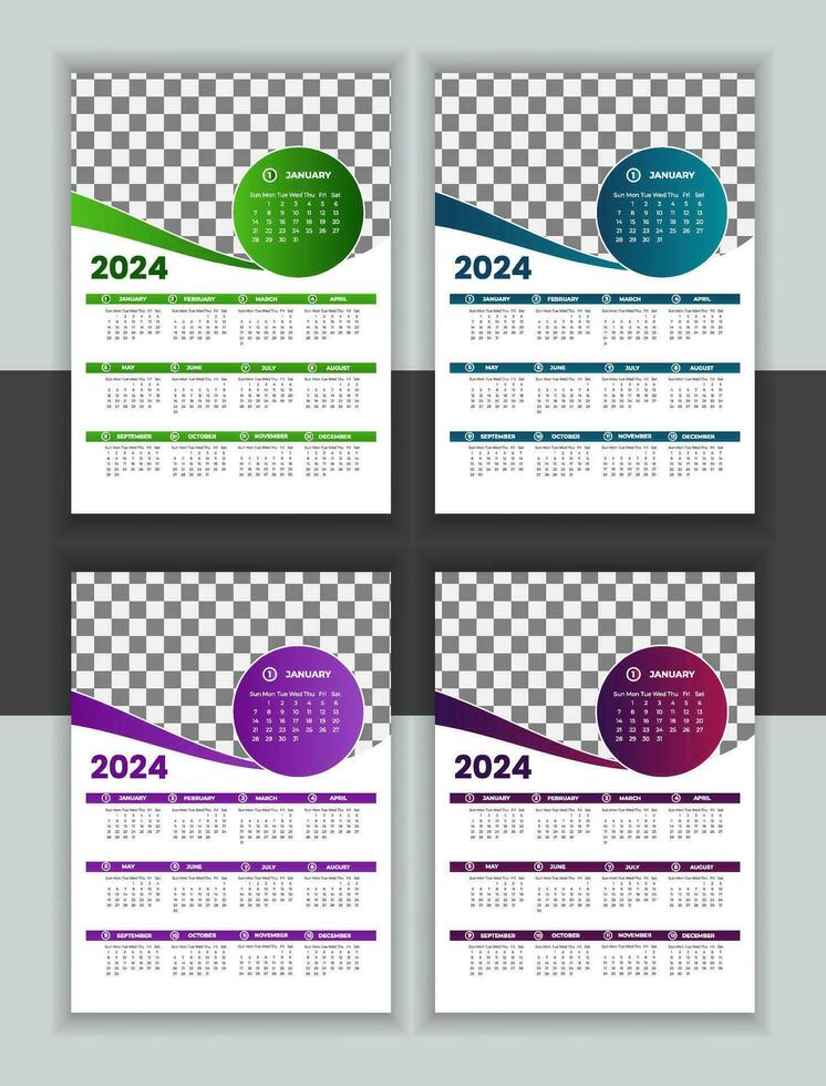 vector pared calendario diseño modelo 2024