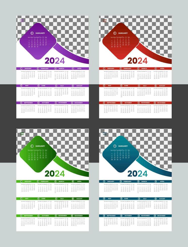 2024 vector calendar design design for business wall