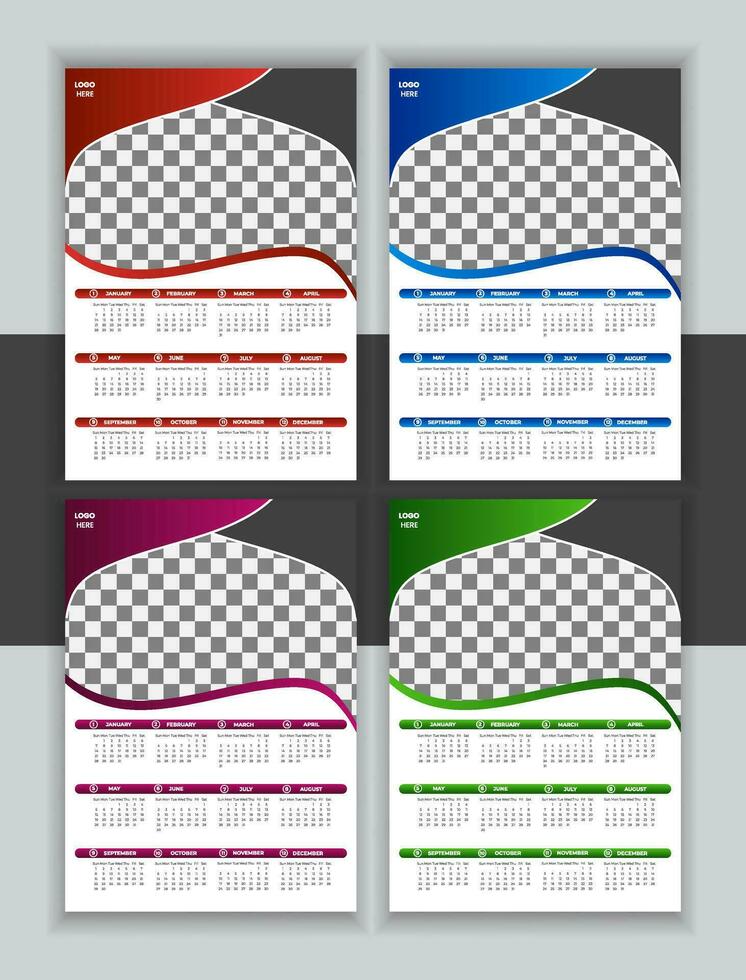 Vector Wall Calendar Design template 2024