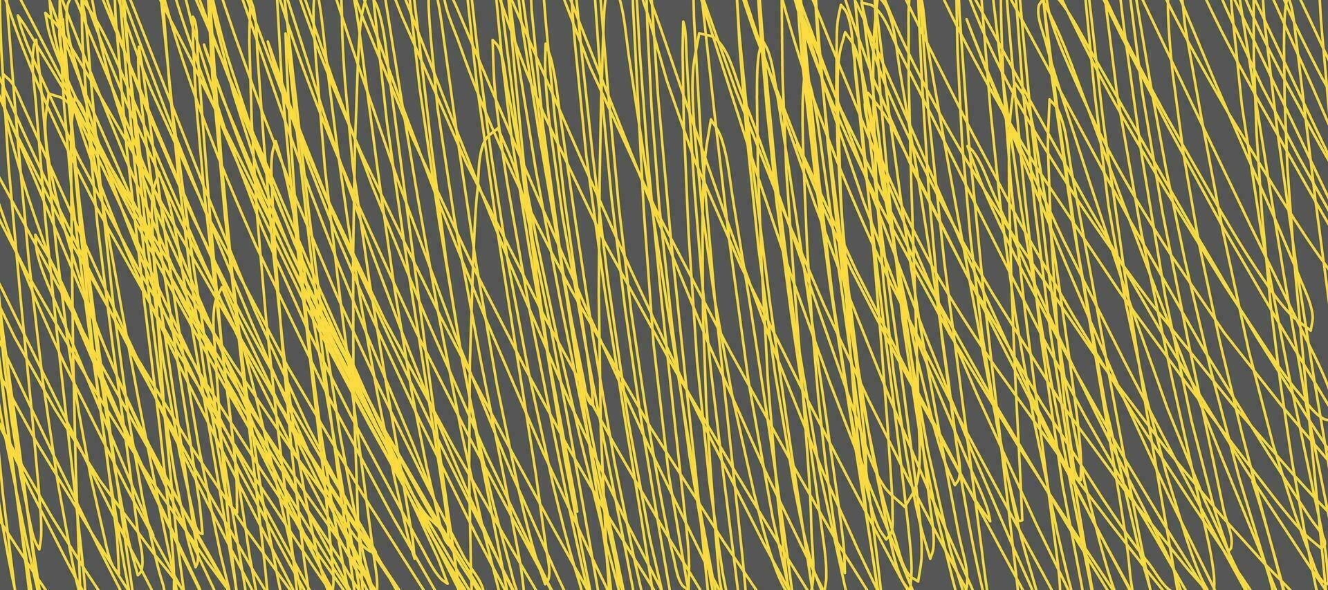 Abstract background drawn with pencil. Yellow doodles and stroke on grey background vector