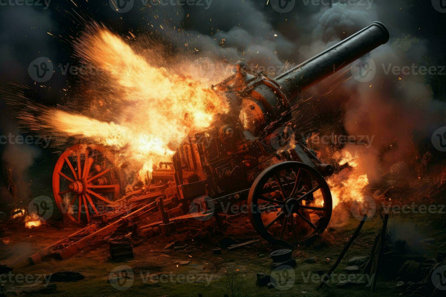 Artillery fire equipment. Generate Ai photo