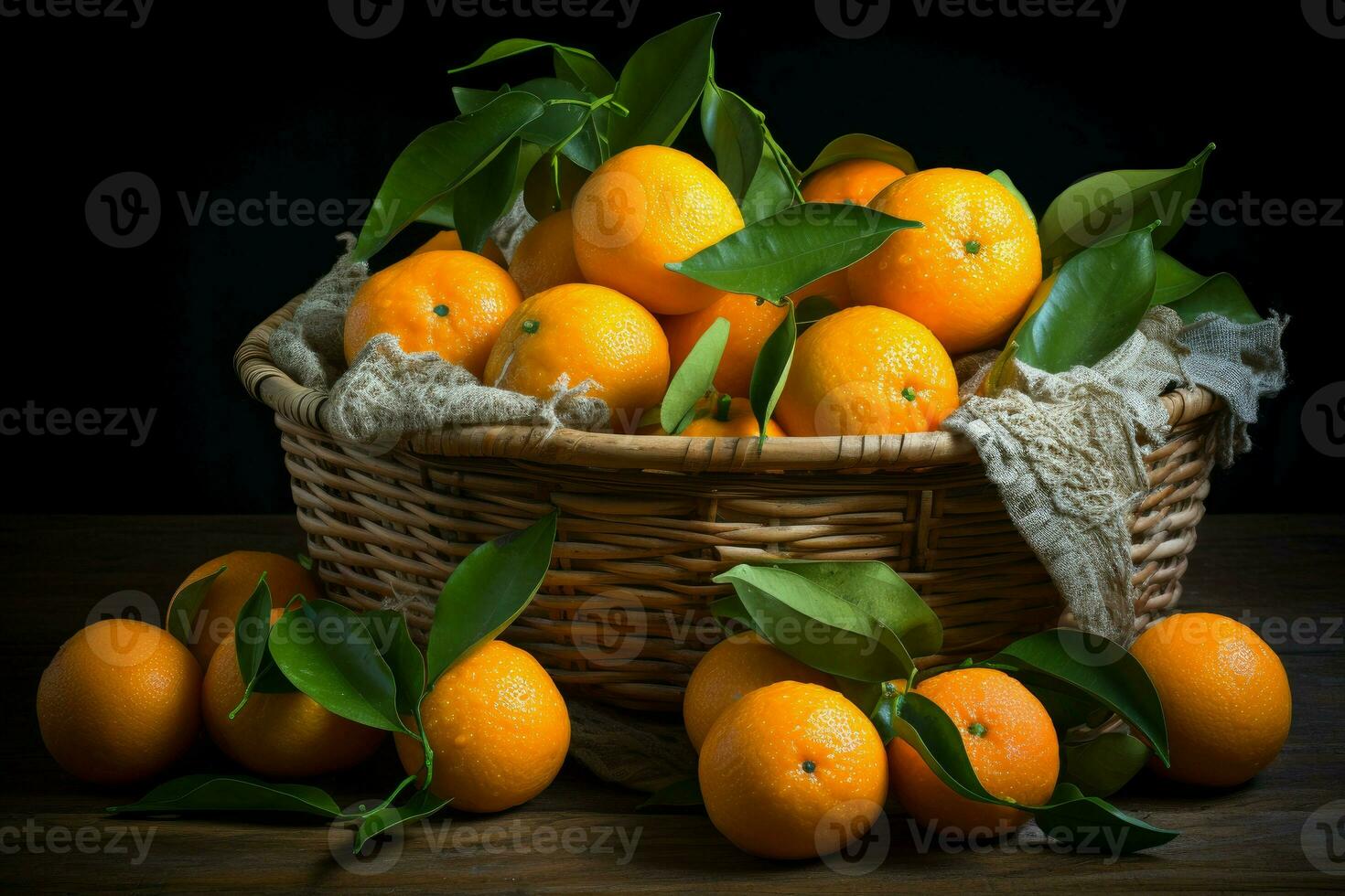 Fragrant Fresh ripe tangerines. Generate Ai photo