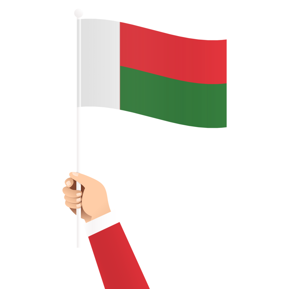 Hand Holding Madagascar National Flag Isolated Transparent Simple Illustration png