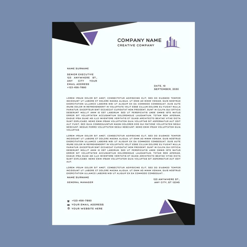 Professional corporate business A4 Size letterhead design vector template.