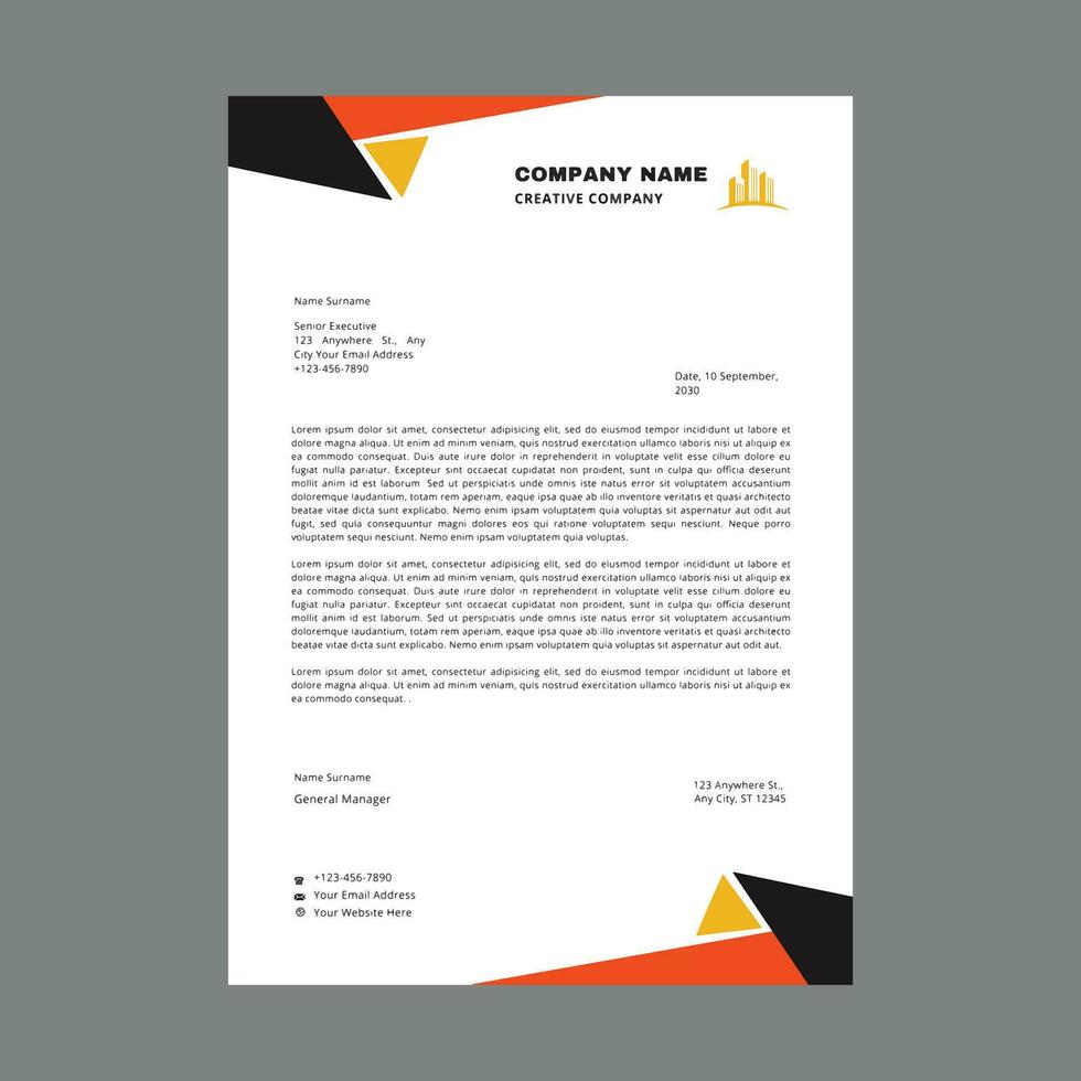 Professional corporate business A4 Size letterhead design vector template.