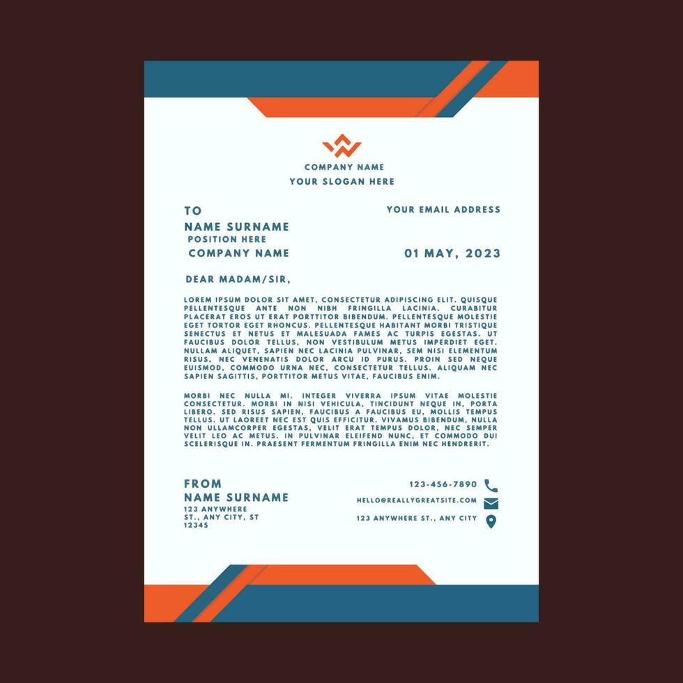 Professional corporate business A4 Size letterhead design vector template.
