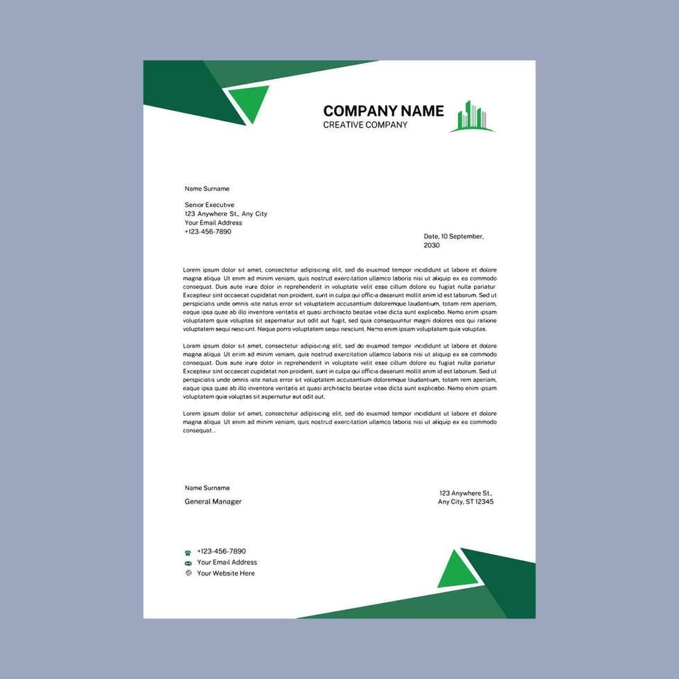 Professional corporate business A4 Size letterhead design vector template.