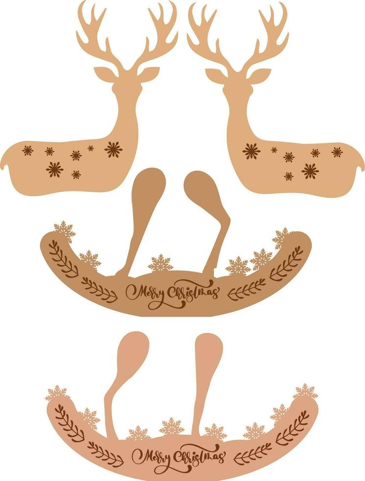 Christmas Deer, new Year Home DEcor, Multilayer Christmsa ornaments, laser Cut Template vector