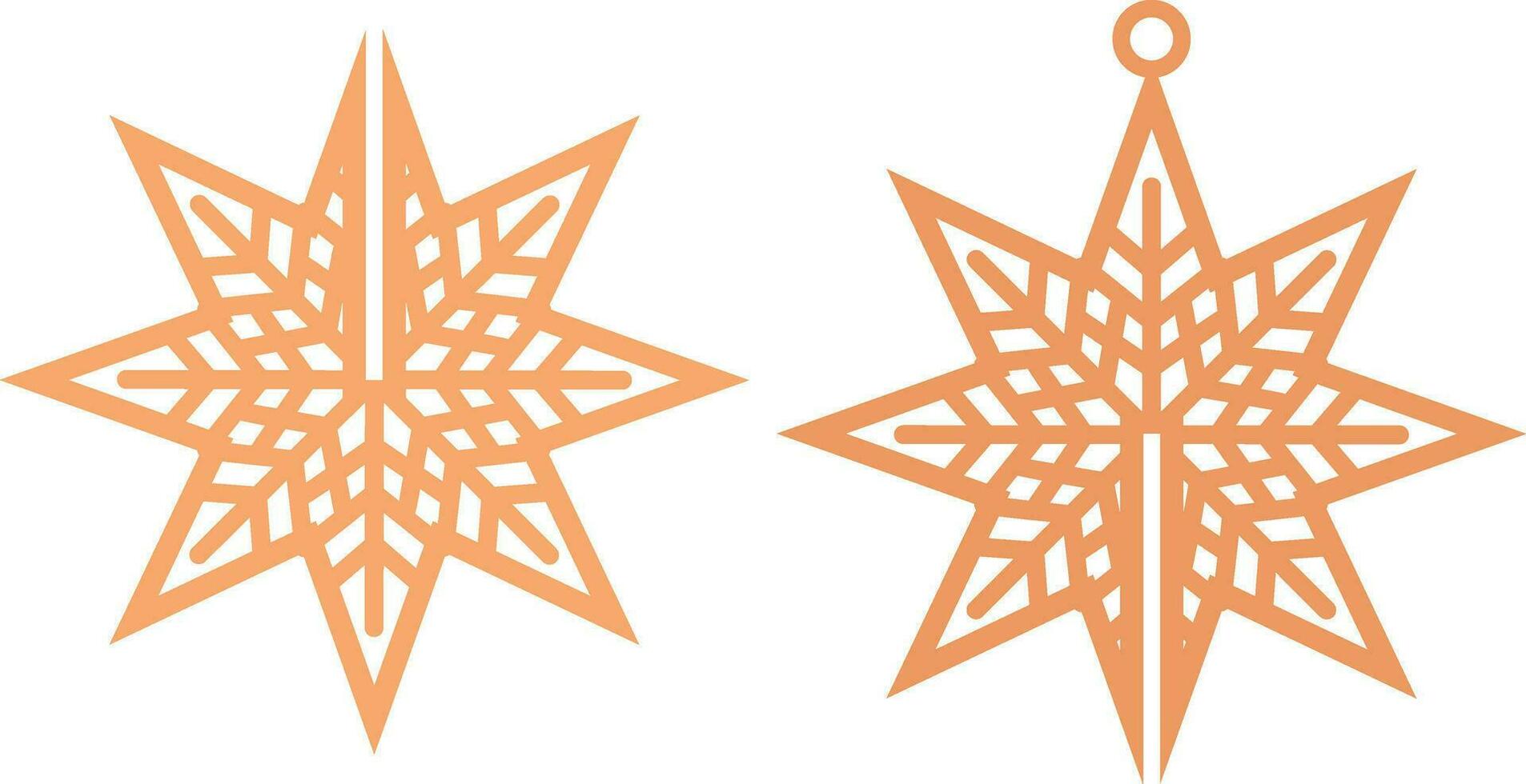 christmas stars set 3d model home decor, wood cut and paper cut templates vector