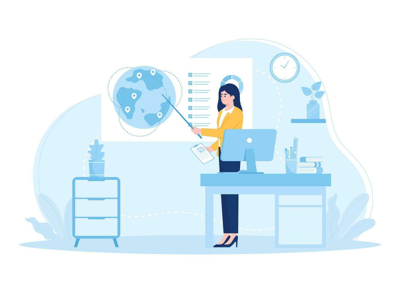 Someone explains a work project concept flat illustration vector