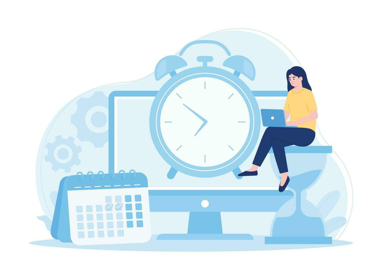 Woman do time scheduling concept flat illustration vector