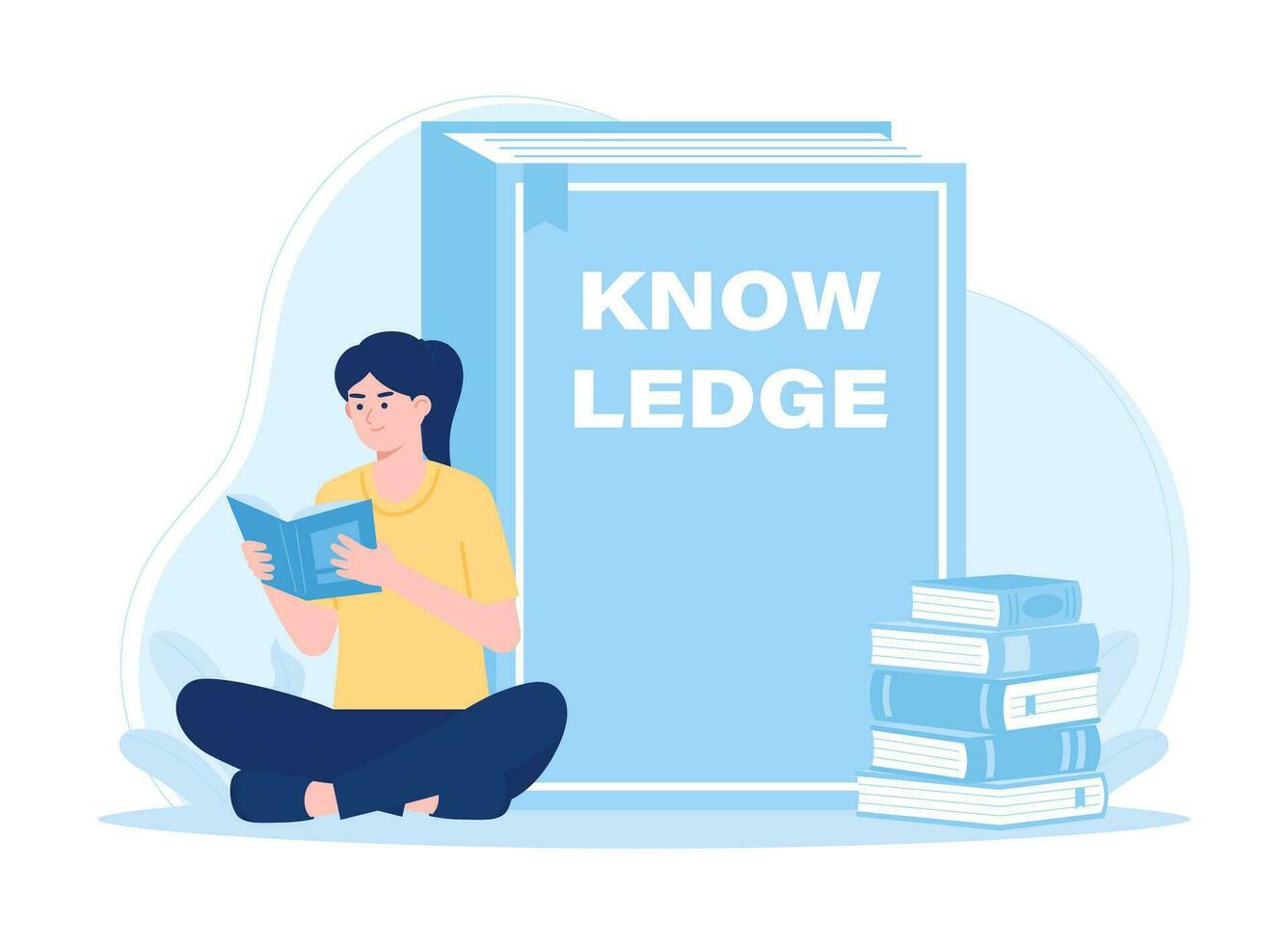 Someone reads a book of knowledge concept flat illustration vector