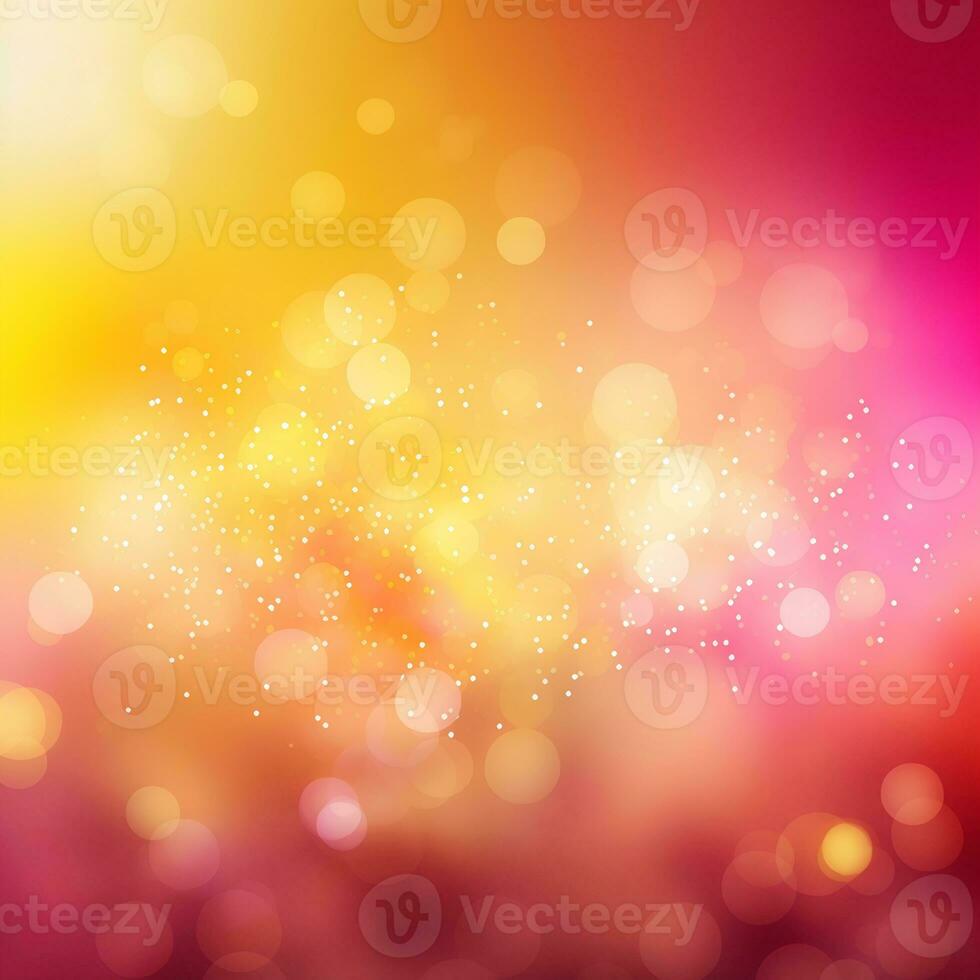 Pink yellow abstract background, bokeh effect, glow, neon, white flares. Generative AI photo