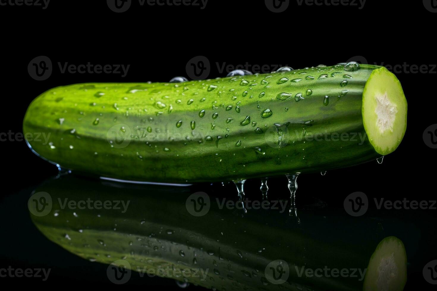 Cool Sliced cucumber. Generate Ai photo