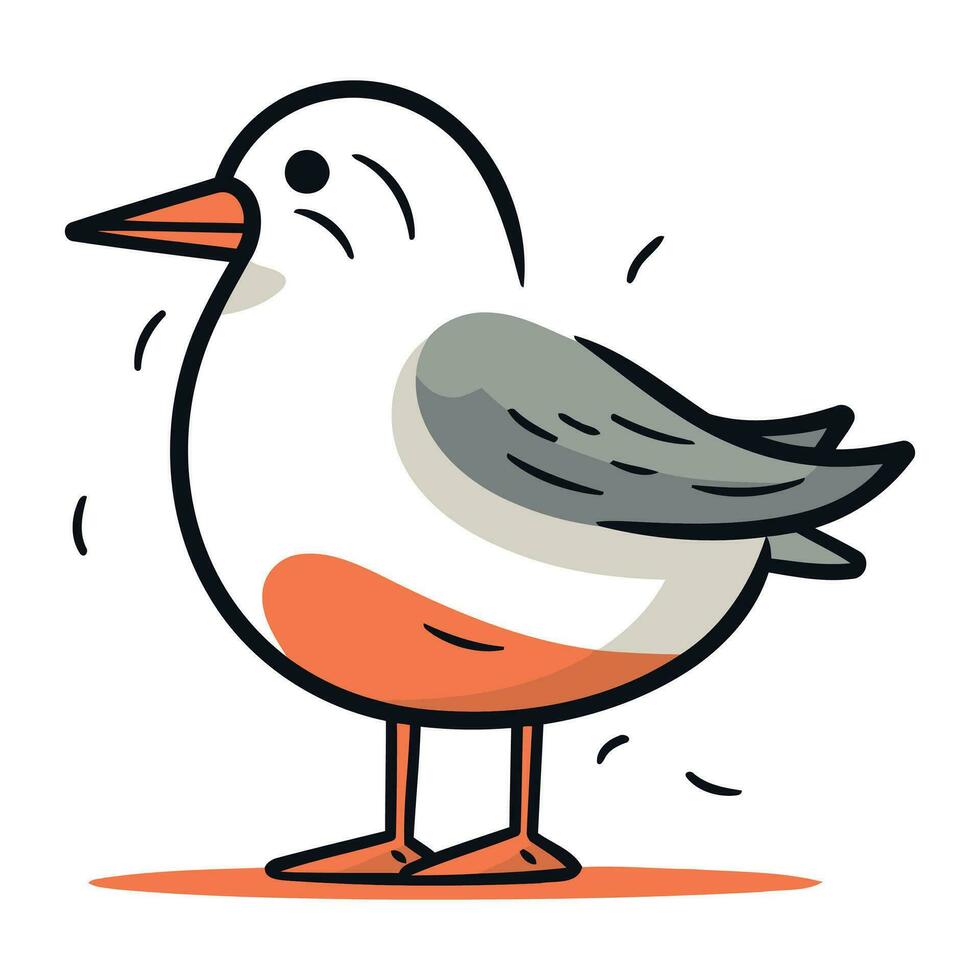 Seagull. Vector illustration in cartoon style. Isolated on white background.