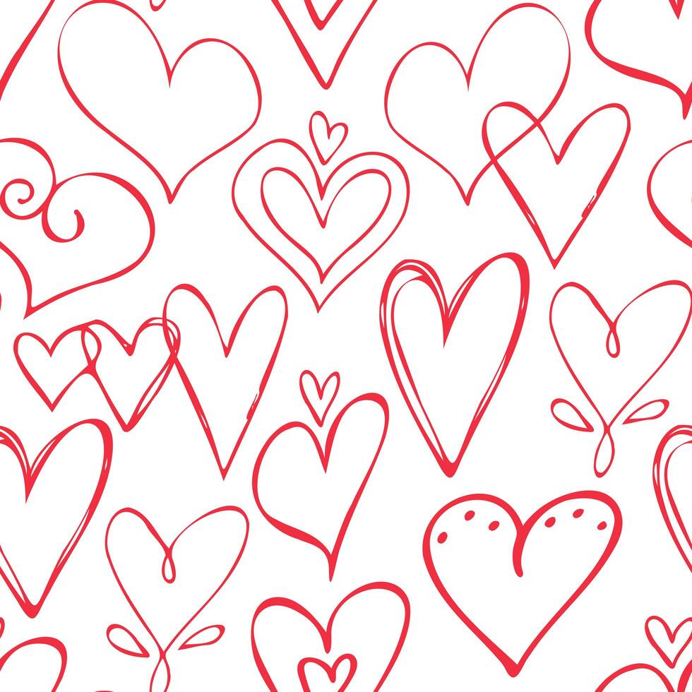 Seamless pattern doodle hearts. Trendy print for packaging design, fabric, textiles, covers, stickers, sublimations. Valentine's day, love, wedding photo