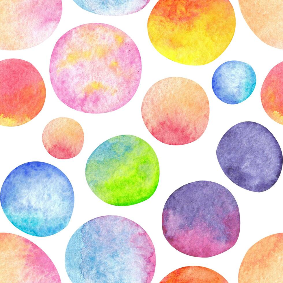 Abstract seamless pattern of colorful circles. Rainbow print for design. Wrapping paper, scrapbooking, children's party, cover, postcard, printing photo