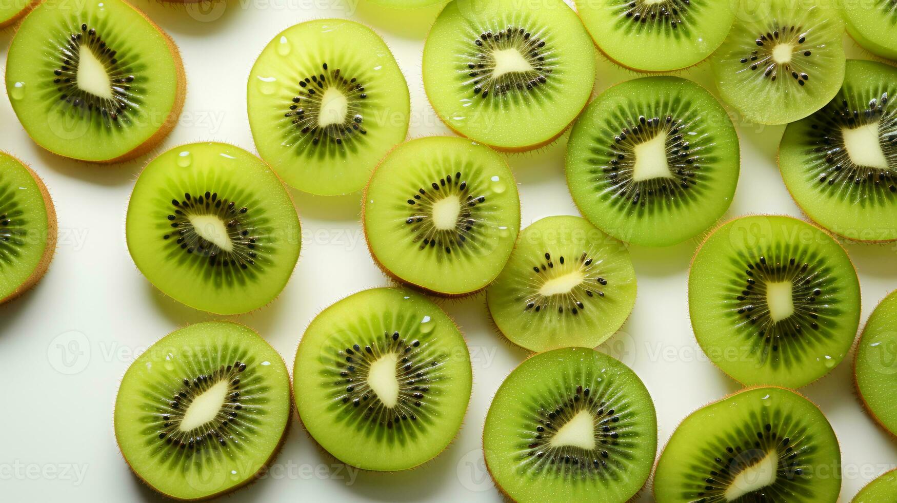 Fresh kiwi slice background on white background. Ai generated. photo