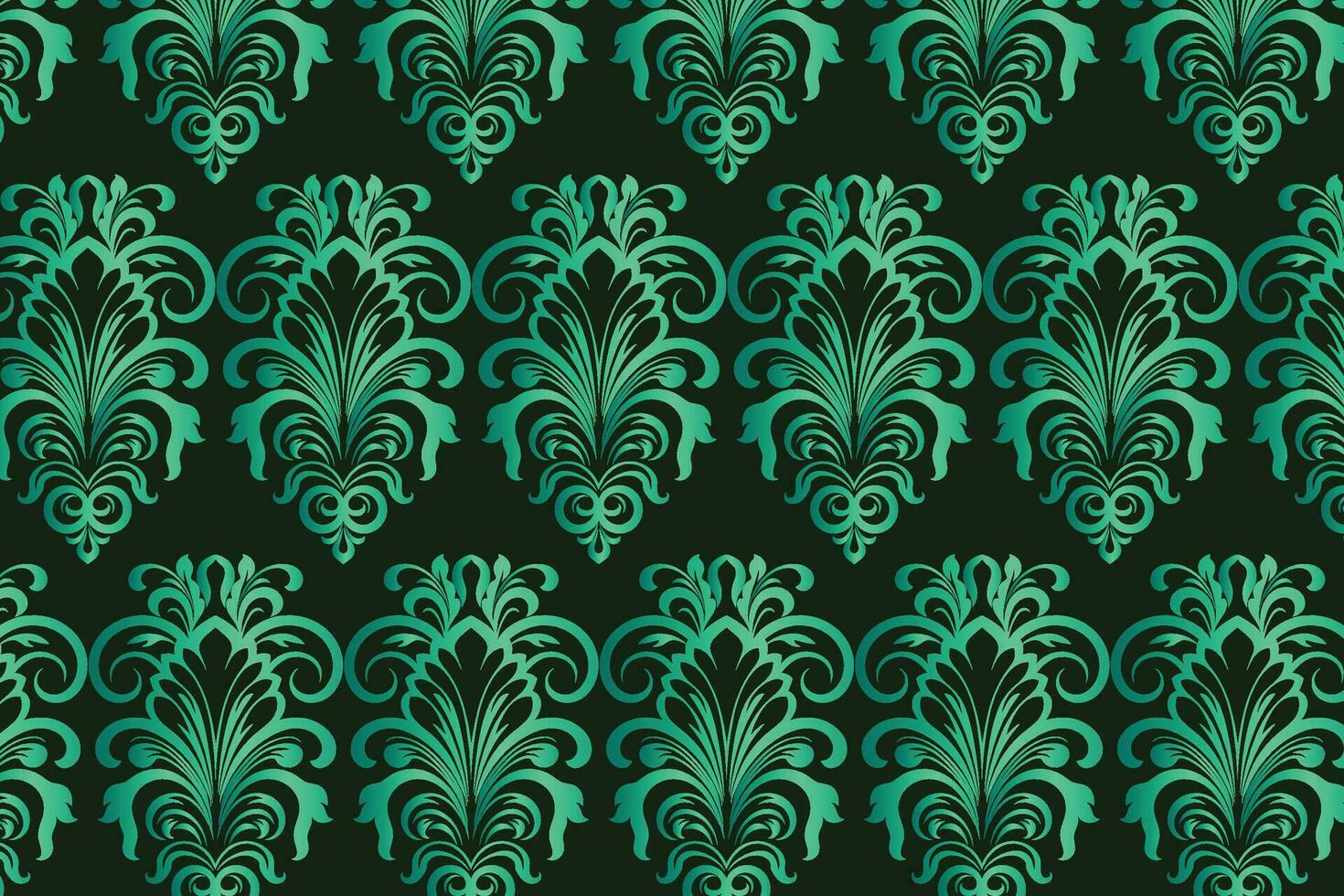 Green and Turquoise Floral Design on a Dark Green Background vector