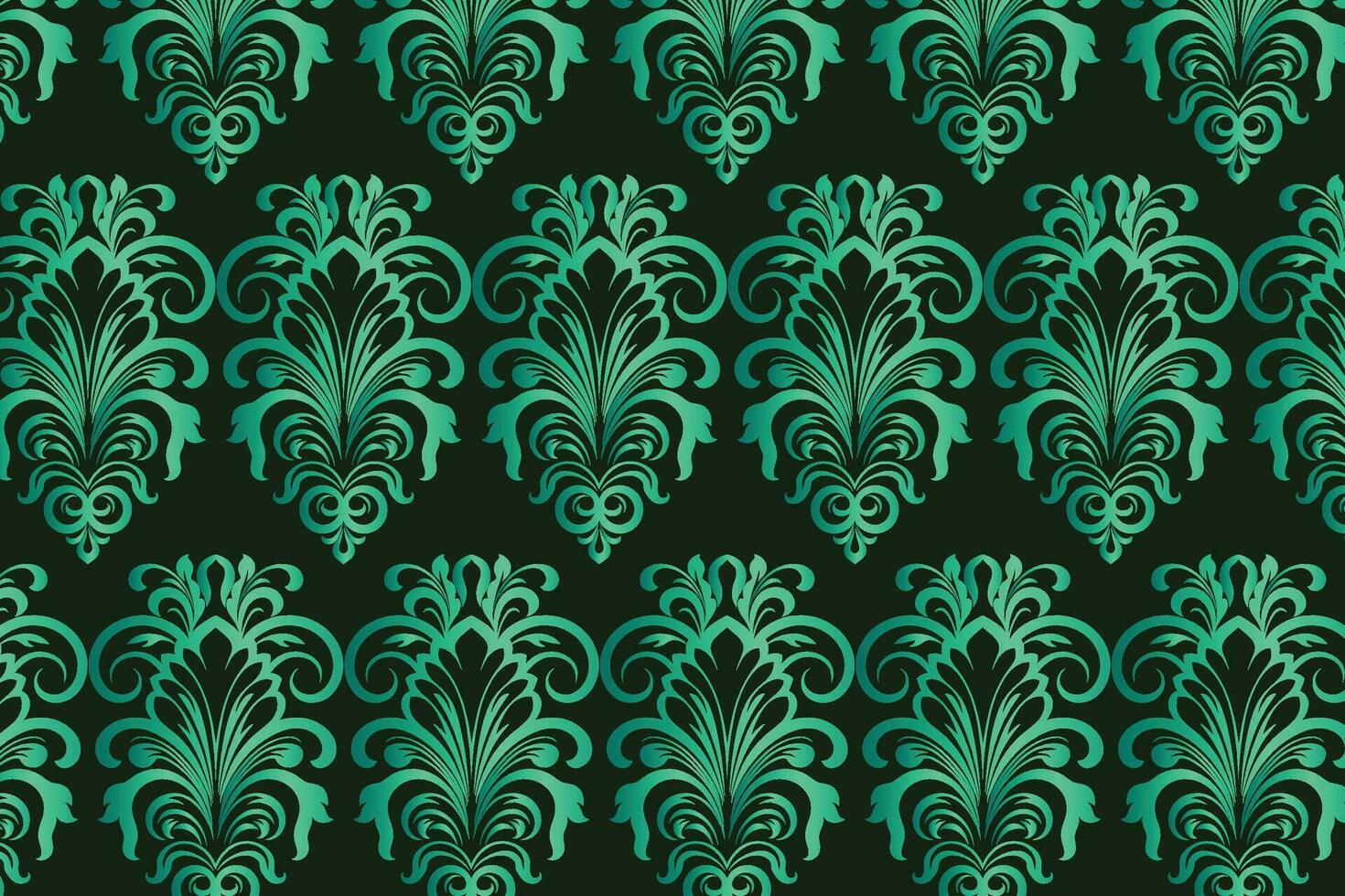 verde y turquesa floral diseño en un oscuro verde antecedentes vector