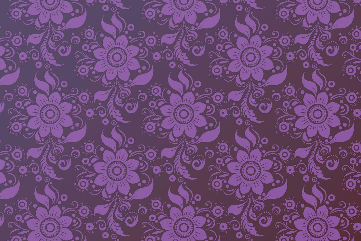 Light Purple Floral and Swirl Patterns on a Dark Purple Background vector