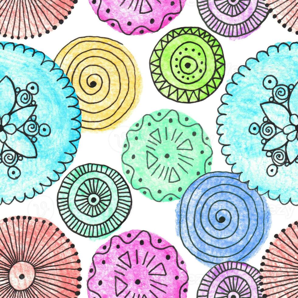 seamless doodle pattern of round elements photo