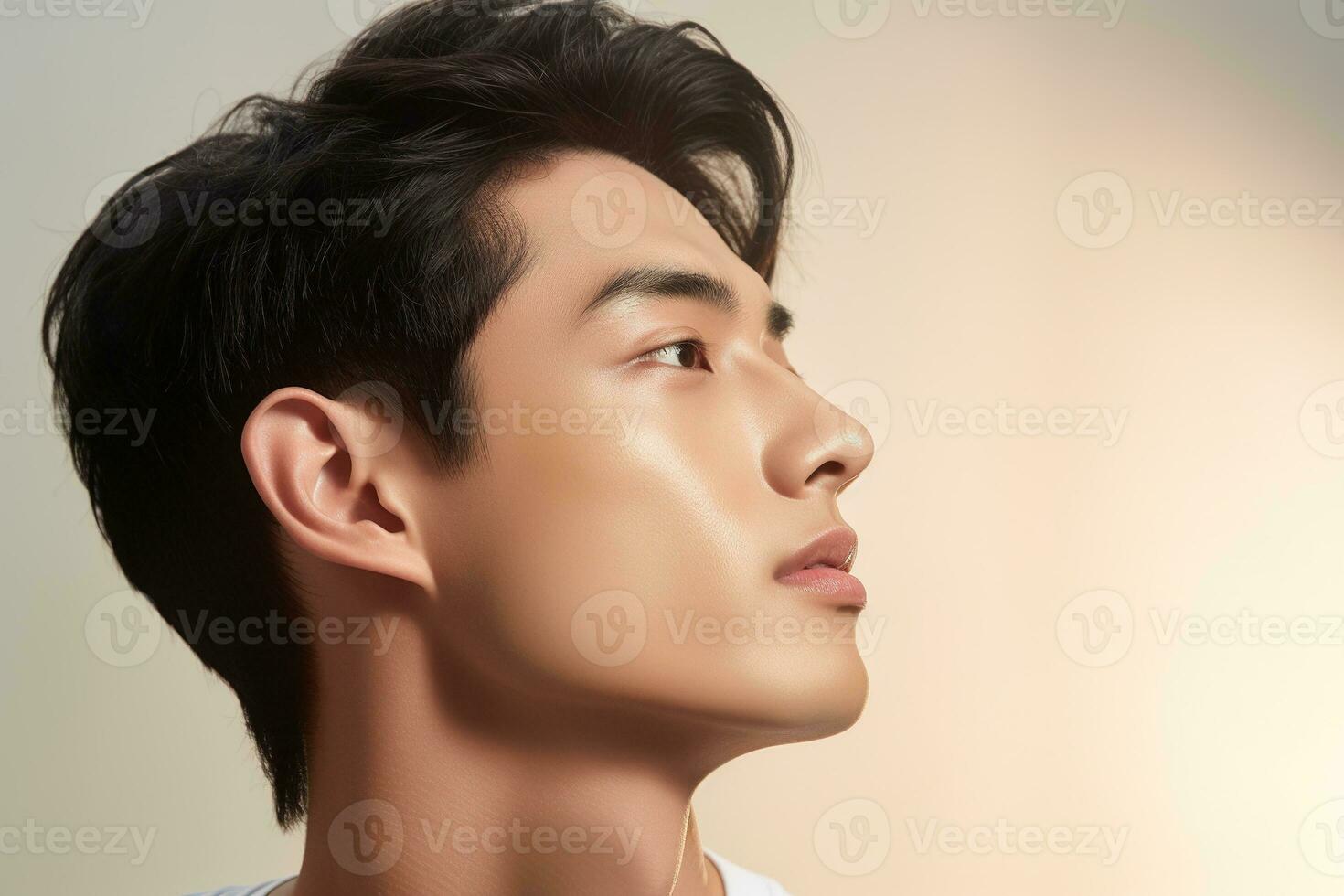 Portrait of handsome young asian man with clean skin, studio shot AI generated photo