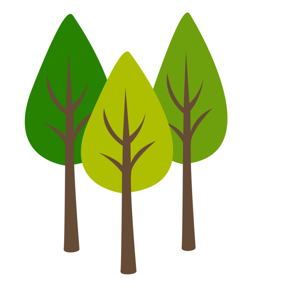 Summer Green Tree Icon Set Flat Design, Tree Illustration png