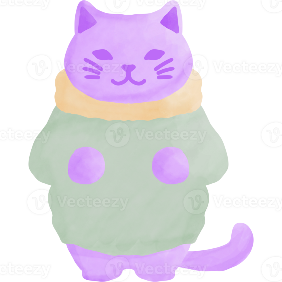 watercolor very cute cat illustration png