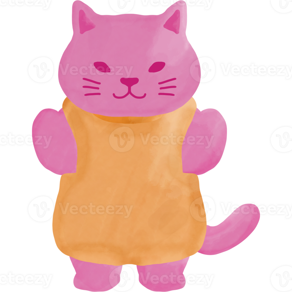 watercolor very cute cat illustration png