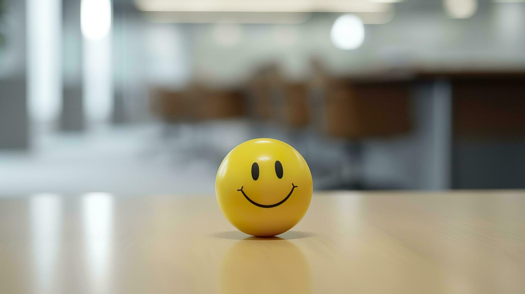 un amarillo sonriente pelota lata promover un positivo trabajo ambiente. generativo ai foto