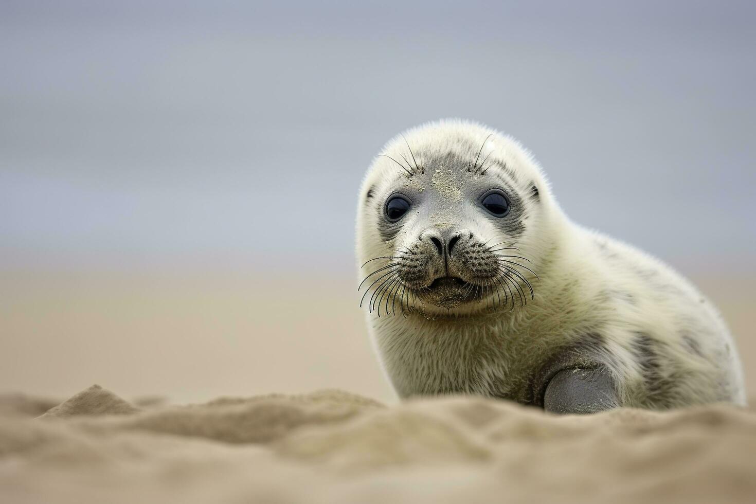 Harbor seal cub. AI Generated photo