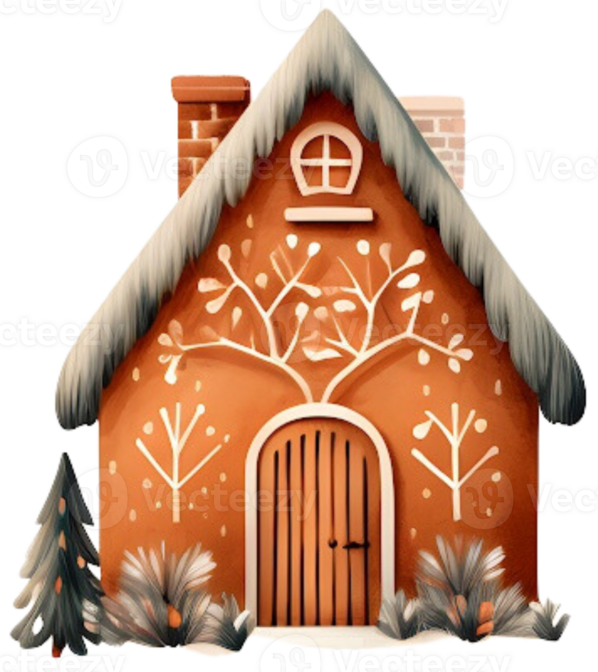 House in winter. Generative AI. png