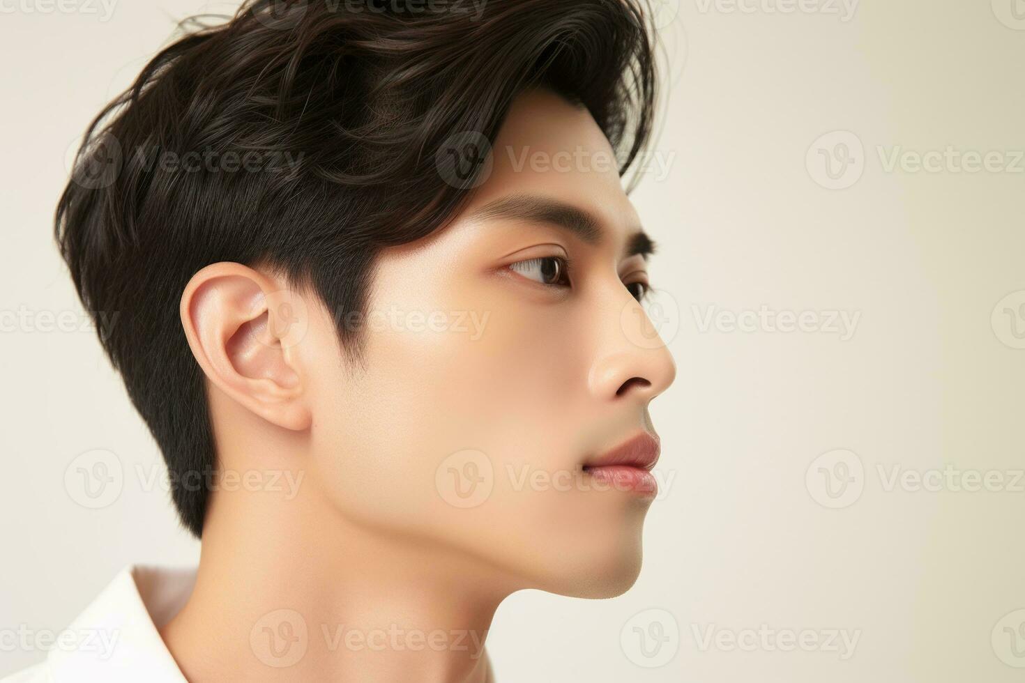 Portrait of handsome young asian man with clean skin, studio shot AI generated photo