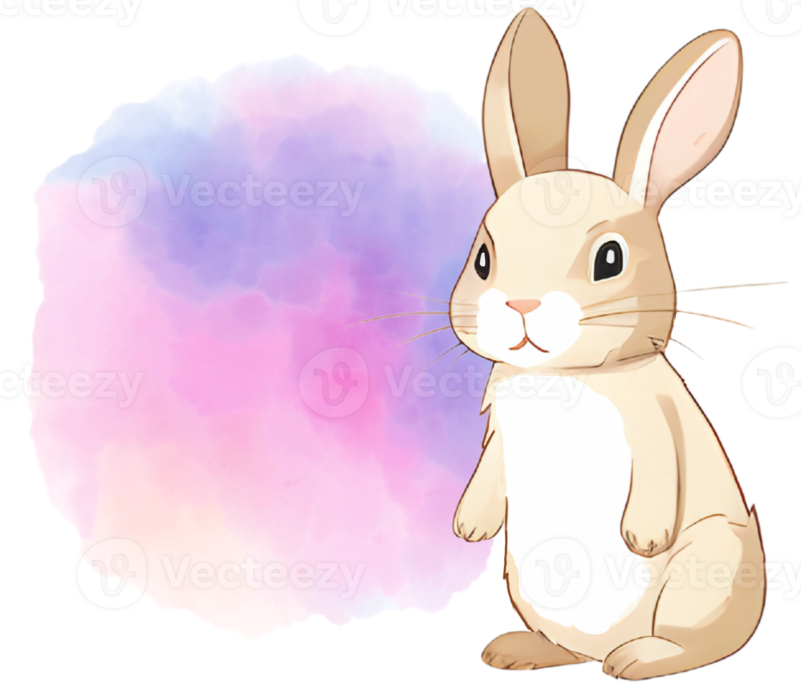 Rabbit sticker in Easter. Generative AI. png