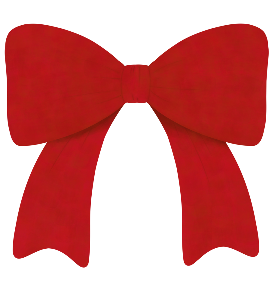 Red velvet ribbon bow,  hand-drawn element for decoration and gift png