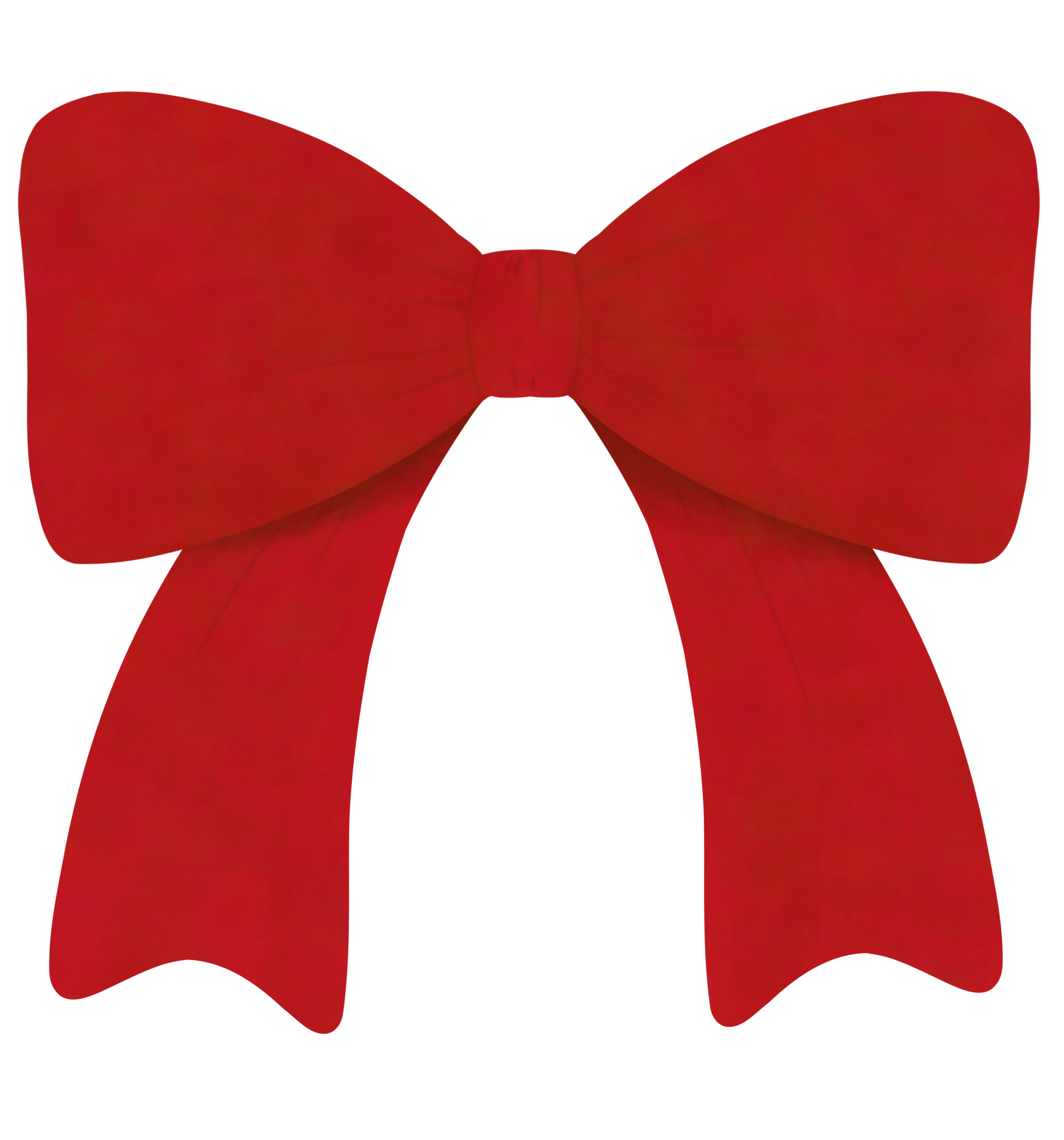 Red velvet ribbon bow, handdrawn element for decoration and gift