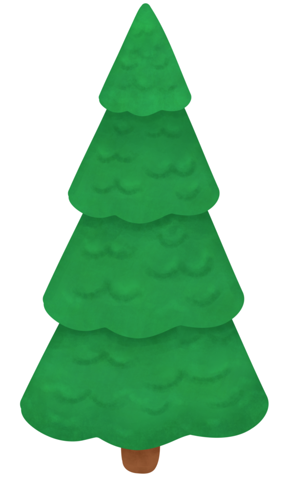a fresh pine tree, hand drawn element for card and background png
