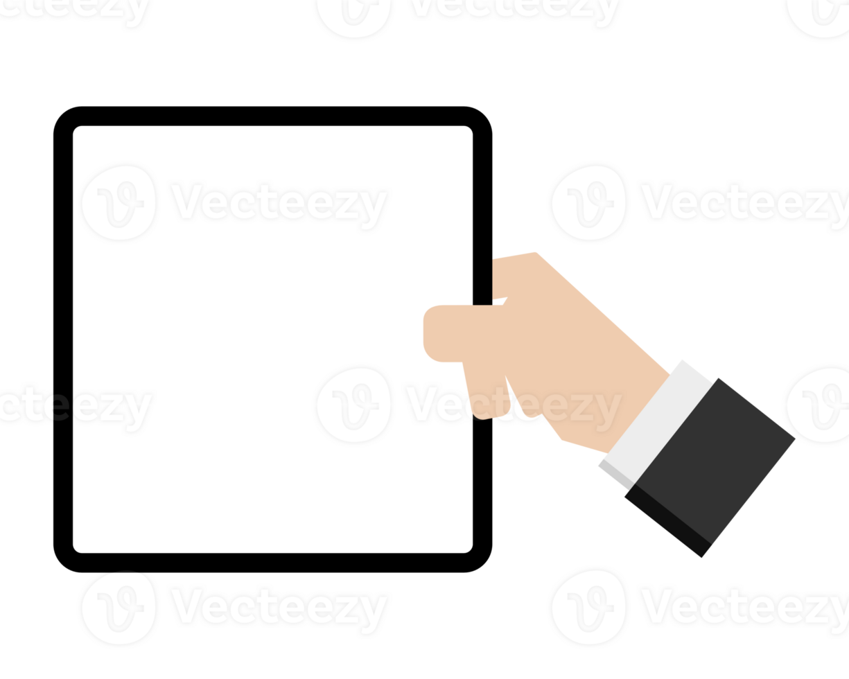 hand hold tablet device in cartoon character design png