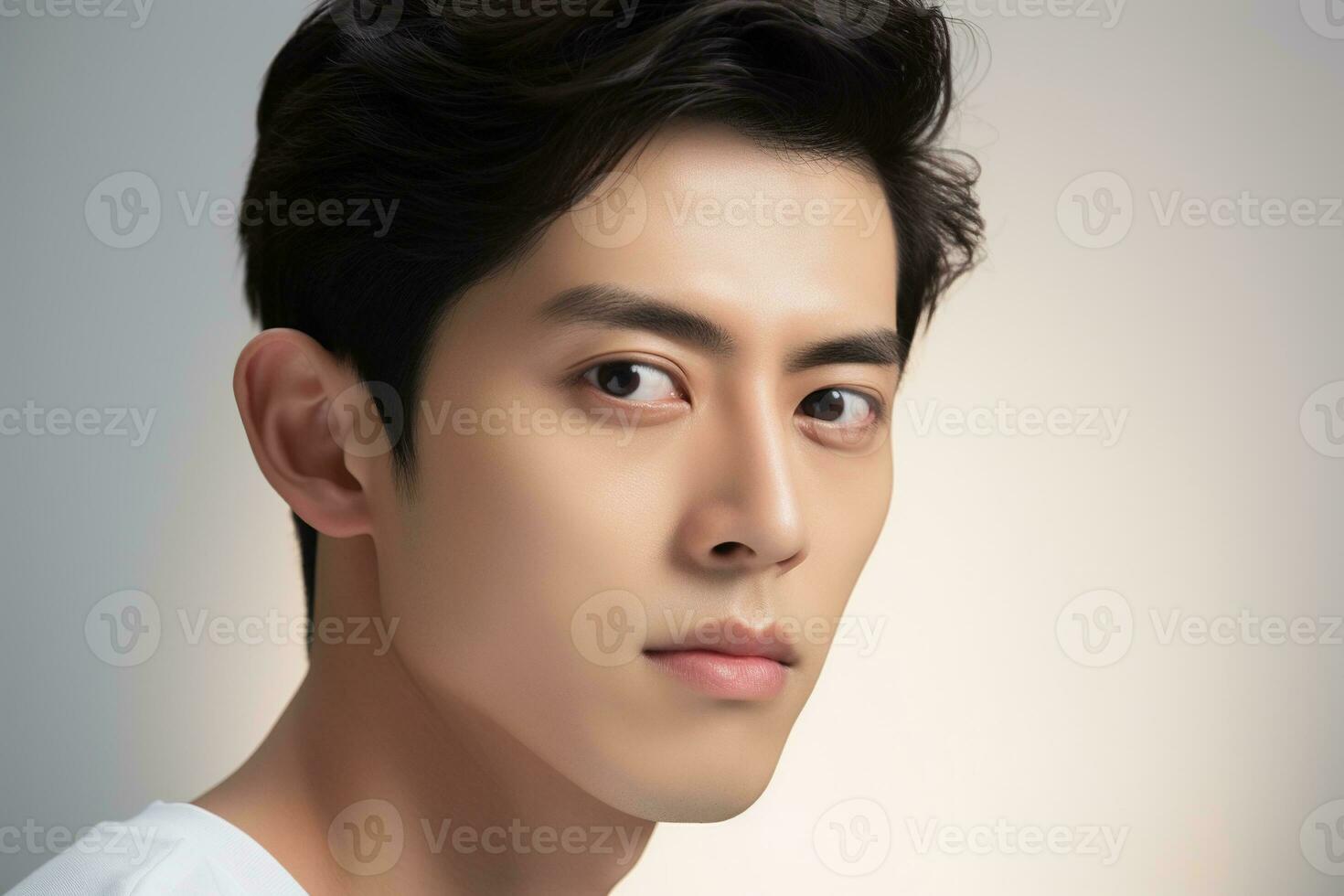 Portrait of handsome young asian man with clean skin, studio shot AI generated photo