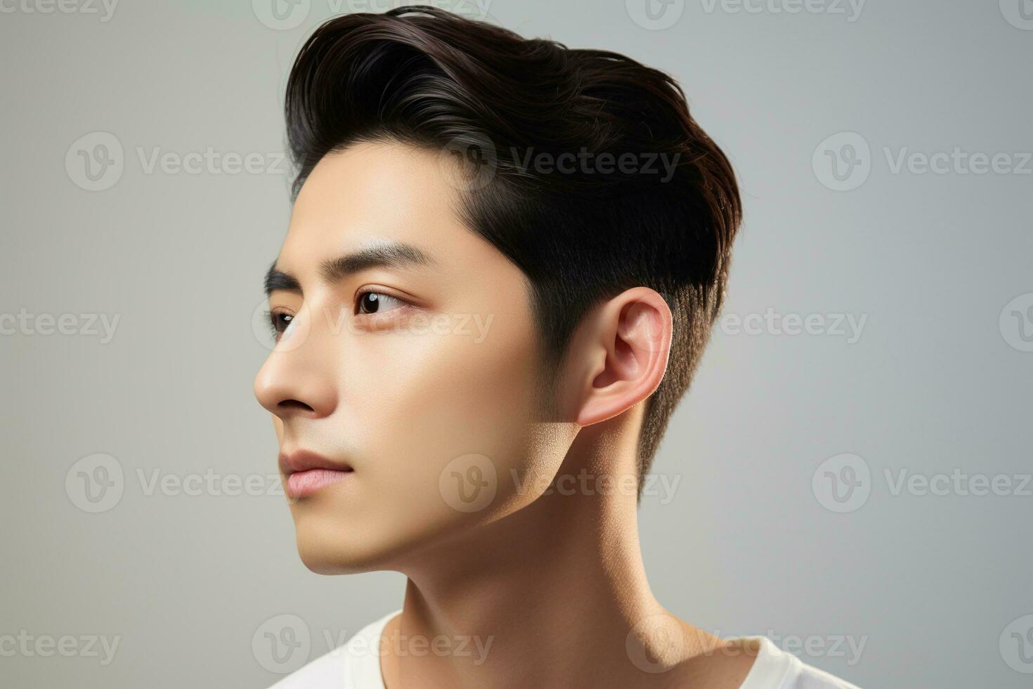 Portrait of handsome young asian man with clean skin, studio shot AI generated photo