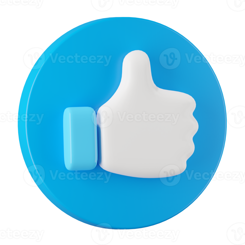 3d render of blue like icon in circle button, Social media concept. png