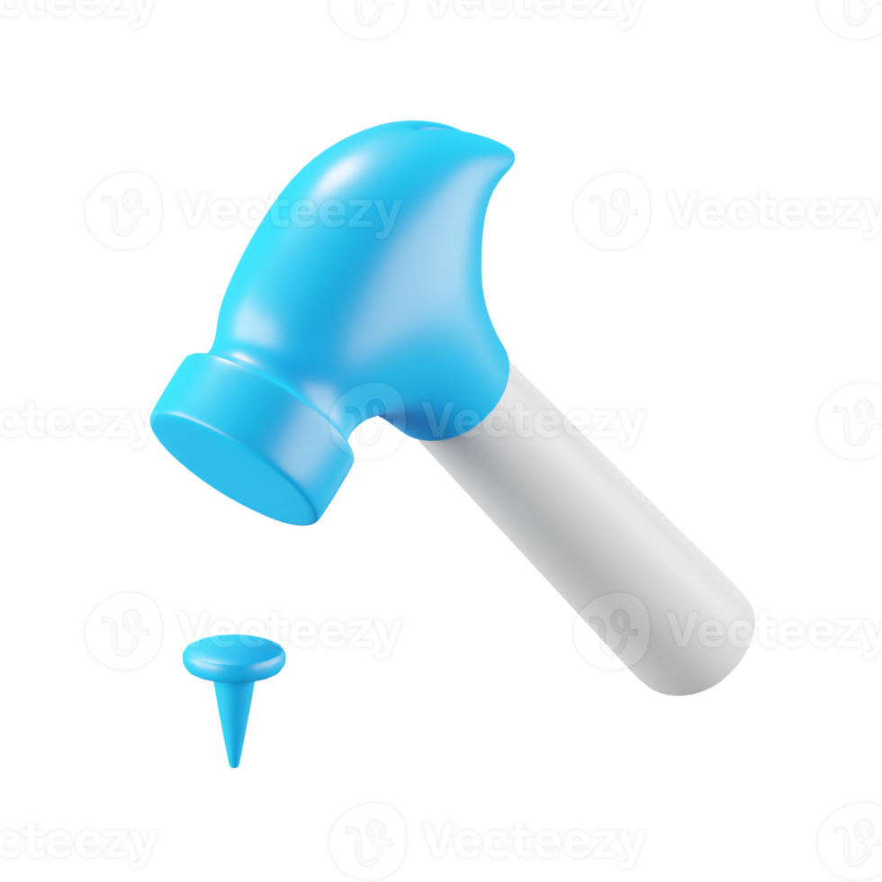 3d icon rendering of hammer and nail isolated background. 33259622 PNG