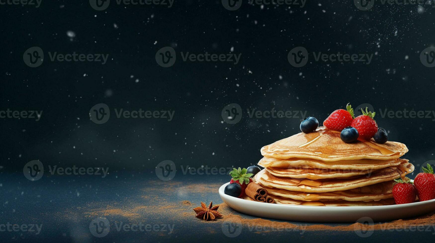 space for text on textured background with delicious pancake on the side, background image, AI generated photo