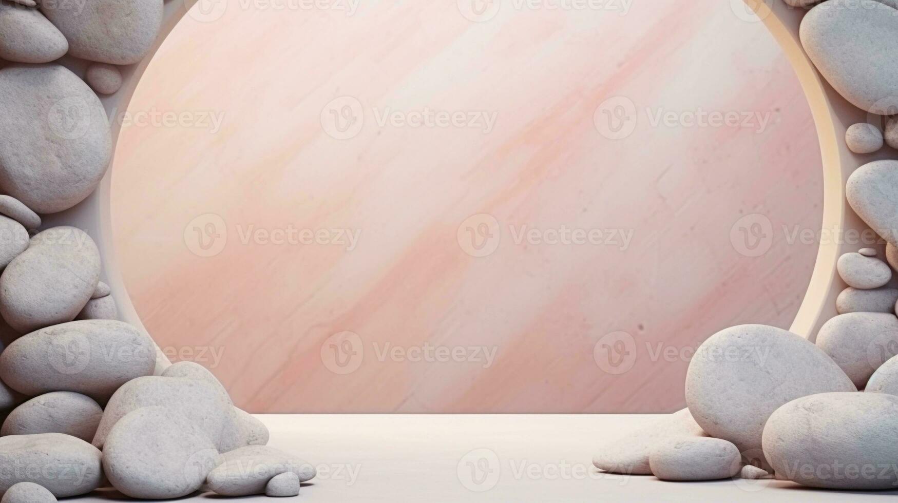 space for text on pastel background surrounded by beautiful decorative stone, background image, AI generated photo